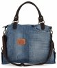 Włoska Torebka Shopper Bag 571 Jeans/Czekolada
